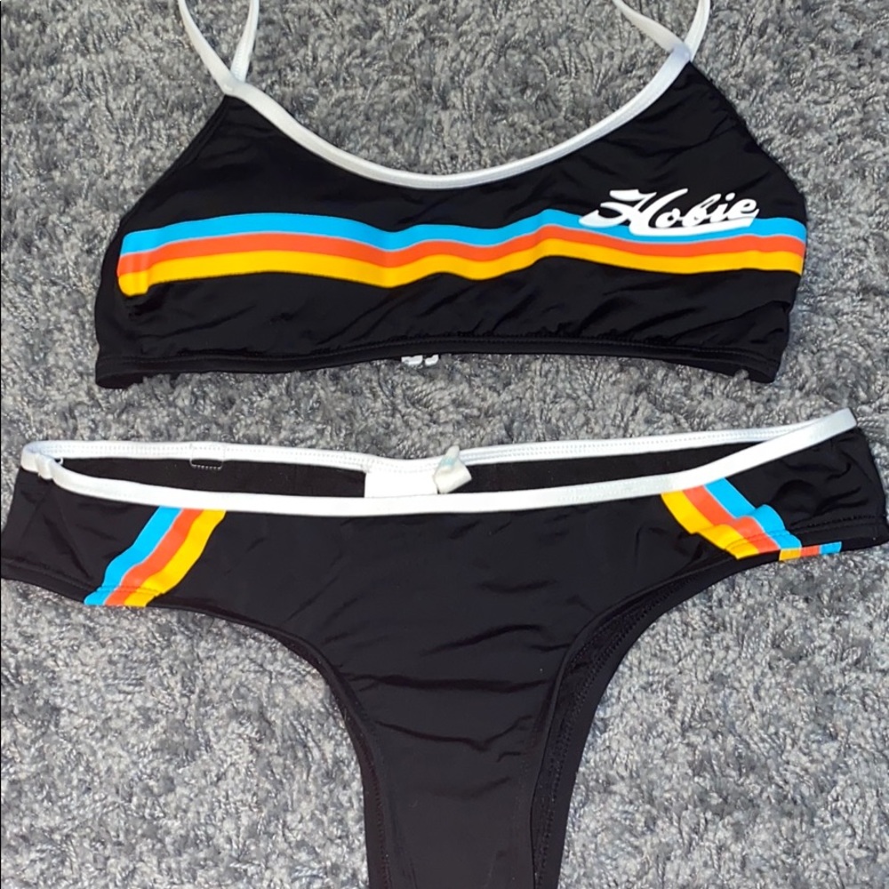 black/ rainbow hobie bikini